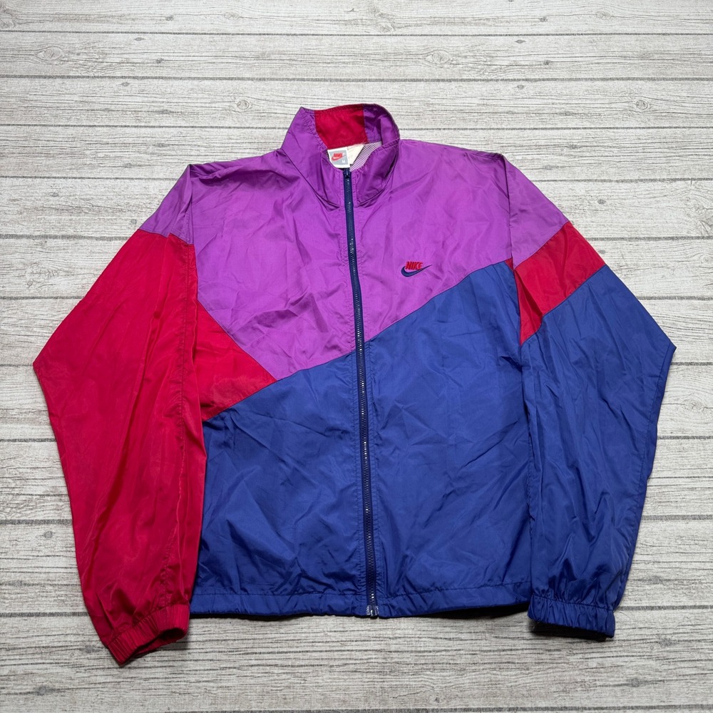 Vintage 90s Nike Track Jacket Men's Medium Colorblock Mesh Athletic Windbreaker